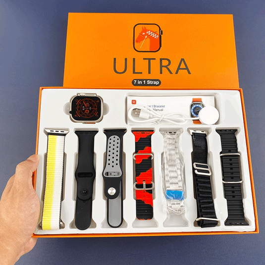 Premium 7in1 Ultra Smart Watch with 7 Straps Metal