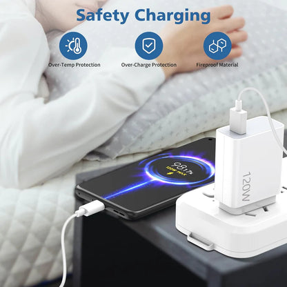 120W Fast Charger and Cable for Xiaomi, ACAGET 10A/1M 120W HyperCharge Cable, UK Wall Charger With USB C Cable