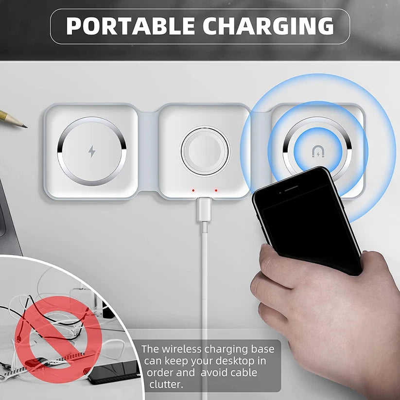 MagSafe 3 in 1 Foldable Wireless Charger 50W Charging Station | USA Lot Imported