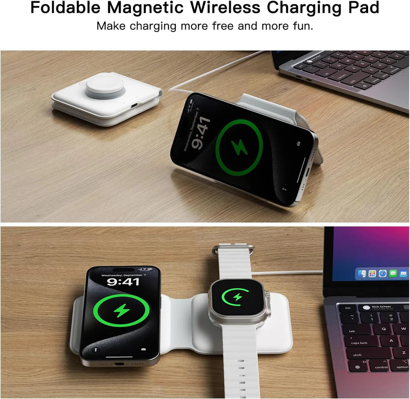 2 in 1 Foldable Fast Wireless Charger MagSafe Wireless Apple 25W Charging Station | USA Lot Imported