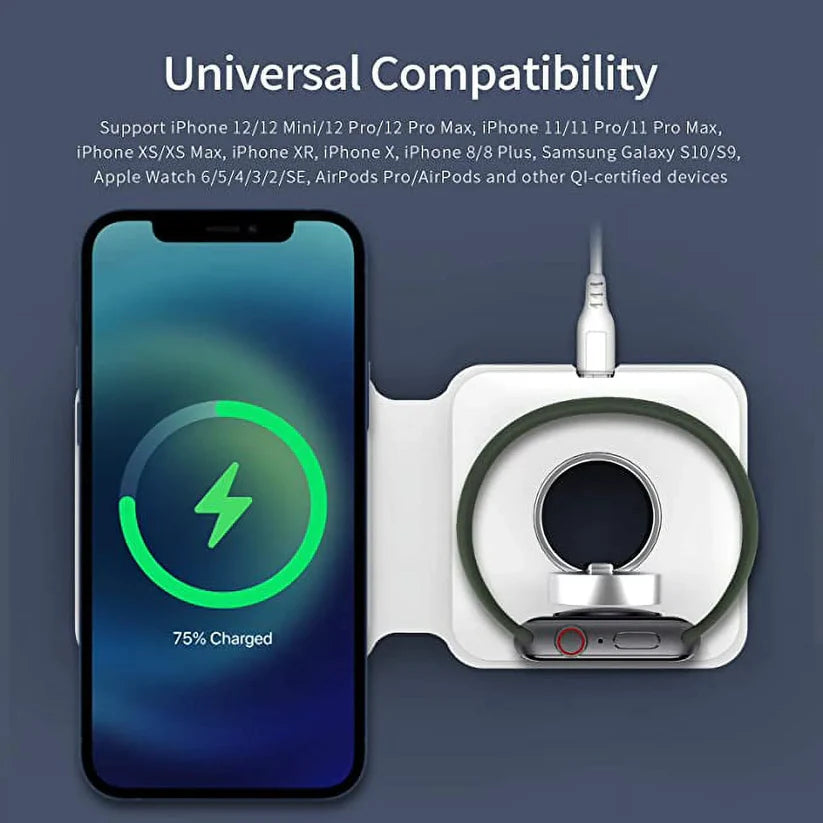 2 in 1 Foldable Fast Wireless Charger MagSafe Wireless Apple 25W Charging Station | USA Lot Imported